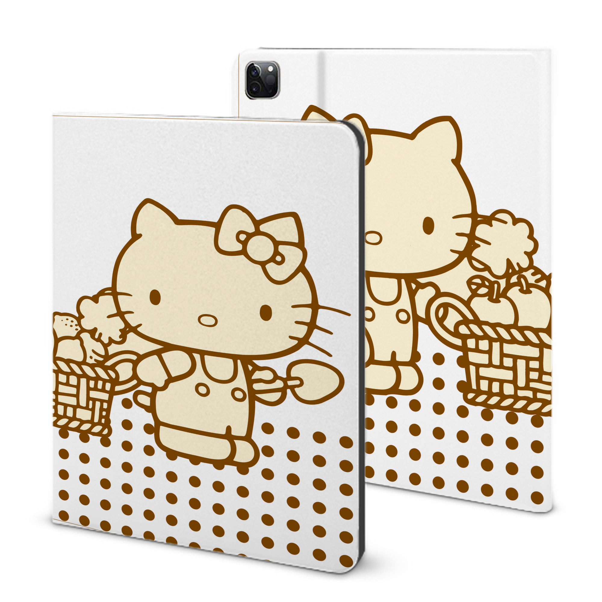 （画像用） Hello Kitty ハローキティ IPad ケース ブック型 PUレザー TPU 耐衝撃 軽量 薄型 ペン収納なし 全面保護 IPad 各モデル対応
